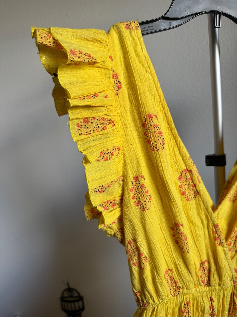 NWT A Loves A Floral Metallic Striped Print Surplice V-Neck Tiered Maxi Dress - Picture 9 of 9
